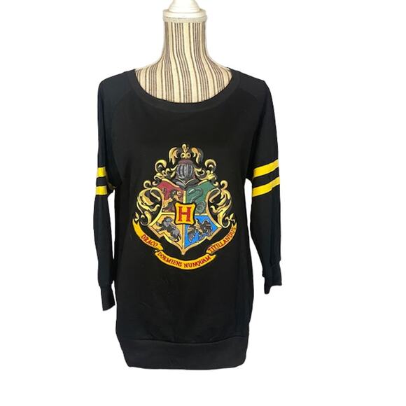 Harry Potter Black Cotton Blend Draco Logo Front Sweatshirt Women Sz S - Picture 1 of 8